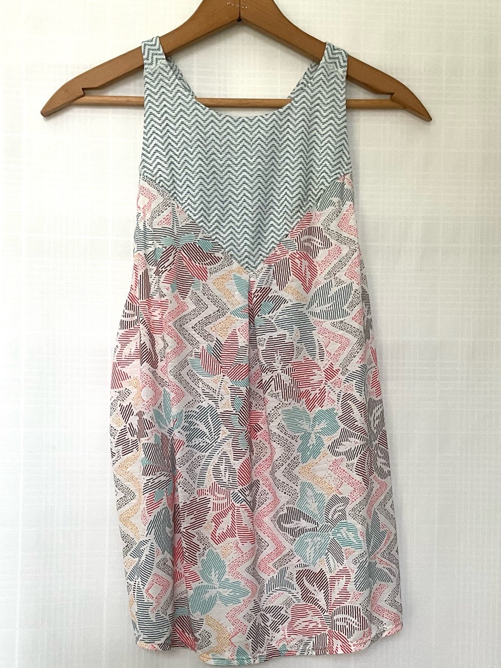 Prana Multicolor Floral Chevron Tank Top
